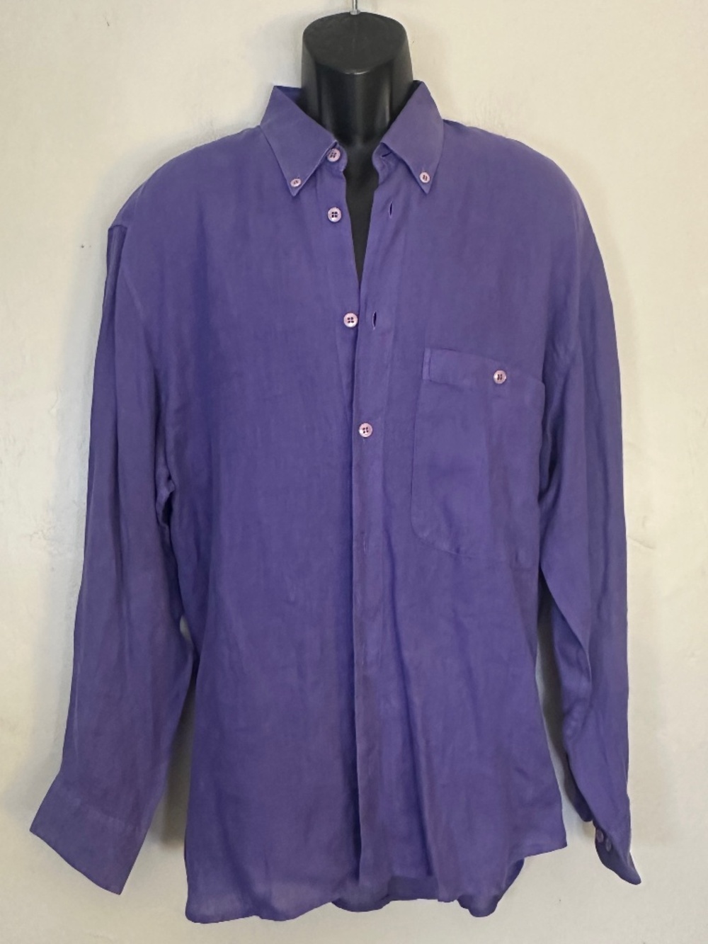Mondo di Marco Linen Button Down Large EU 52 Made in Italy Gently worn 25" arms